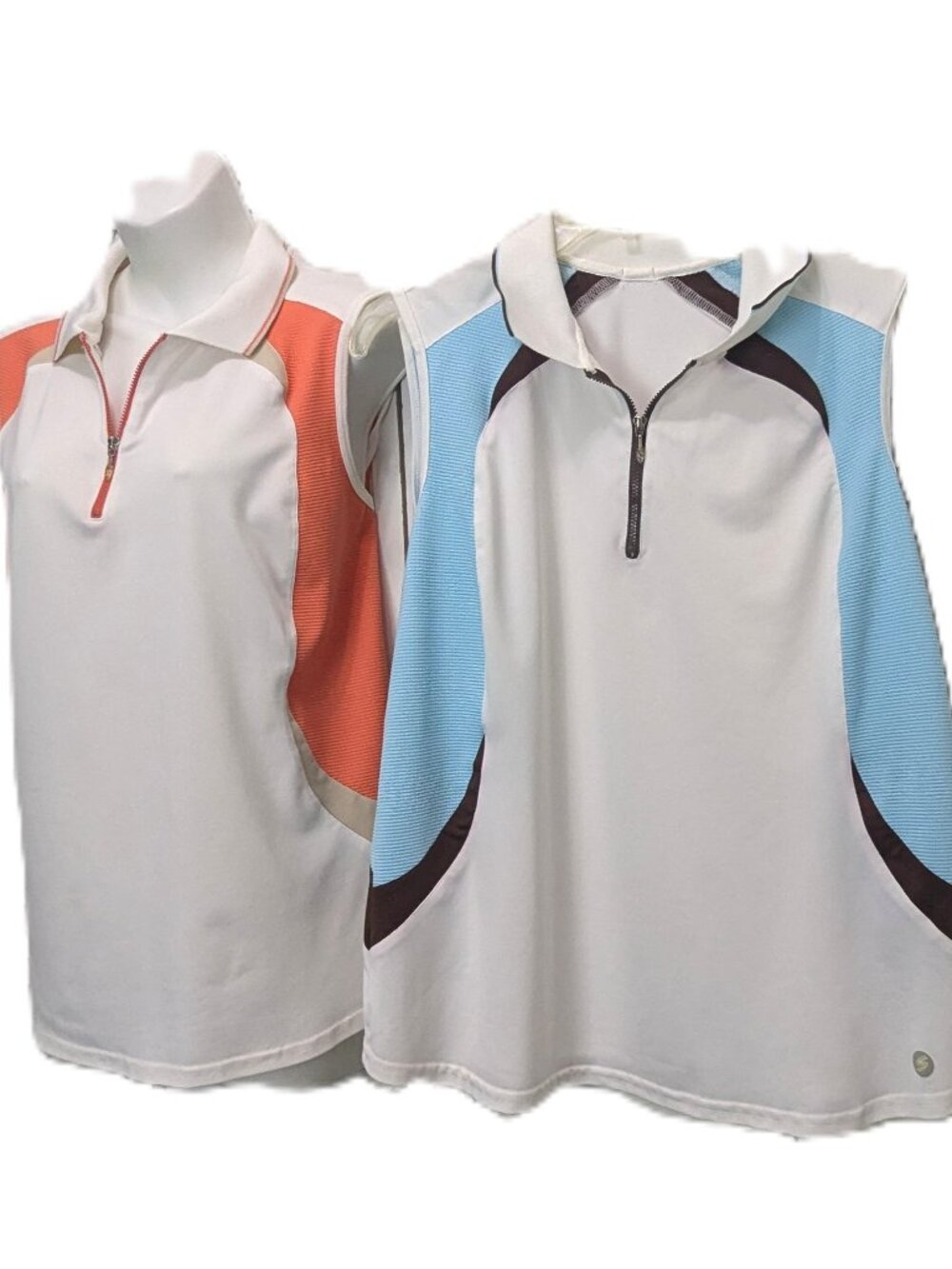 Skechers Womens Sleeveless Golf Tops Bundle of 2 1/4 Zip Tennis Sz Large White